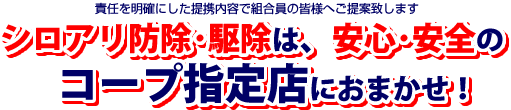 シロアリ防除・駆除は、安心・安全のコープ指定店におまかせ！